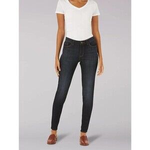 Lee Women's Jeans Size 16 Short Dark Wash Slim Fit Skinny Leg Mid Rise Western
